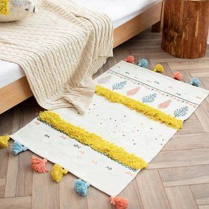Fun Embroidered Multicolor Tasseled Area Rug 24" W x 36" L Small Rug